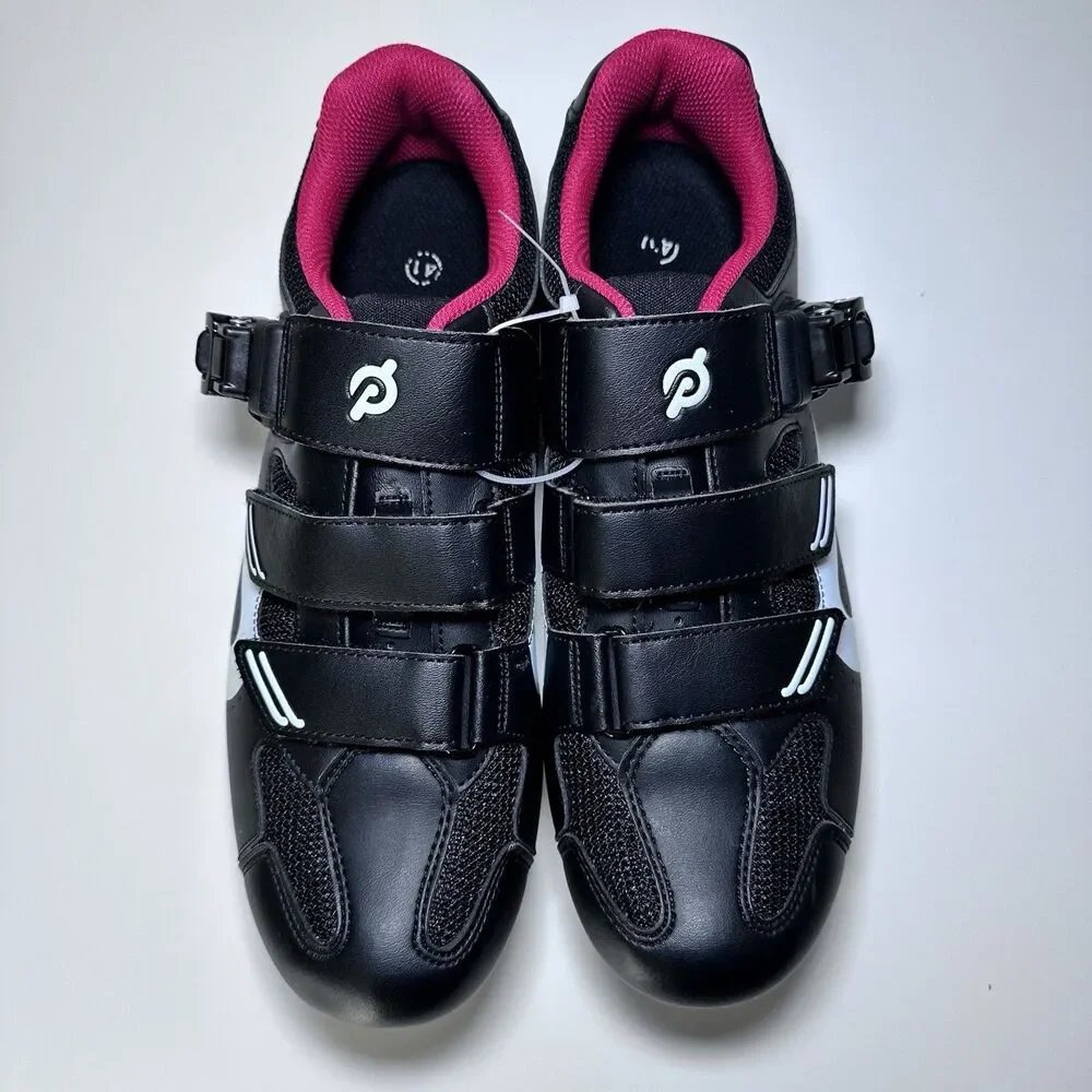 Peloton Cycling Shoes Unisex Size 41 Black Red Cleats Included Indoor Spin Bike
